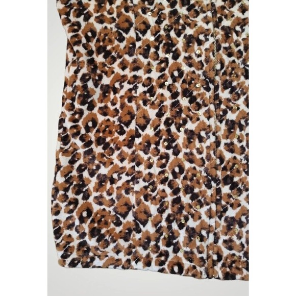 Quacker Factory Leopard Print Sequined Full Zip Vest Size S - Picture 2 of 8